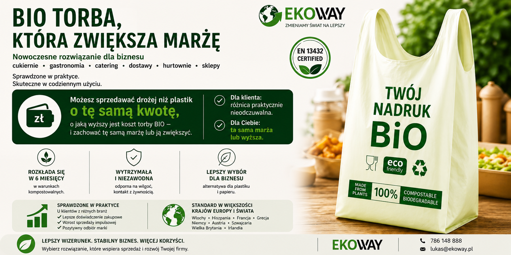 BIO torba, która zwiększa marżę – dlaczego warto postawić na reklamówki kompostowalne?